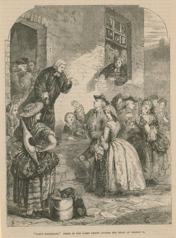 Matrimoni della Fleet; scena nella prigione della Fleet durante il regno di Re Giorgio II da English School