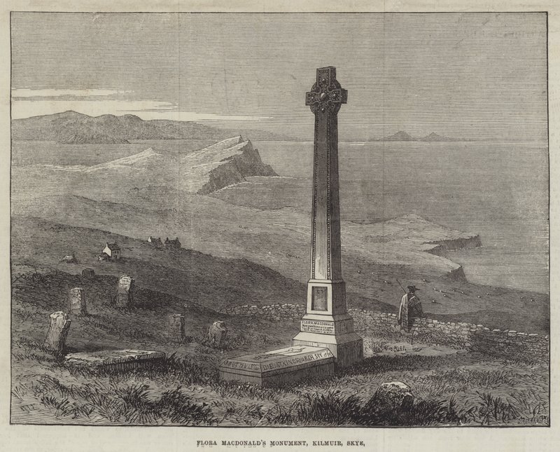 Il monumento a Flora MacDonald, Kilmuir, Skye (incisione) da English School
