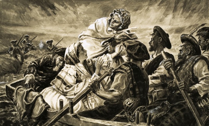 Flora Macdonald conduce il Giovane Pretendente al sicuro da English School