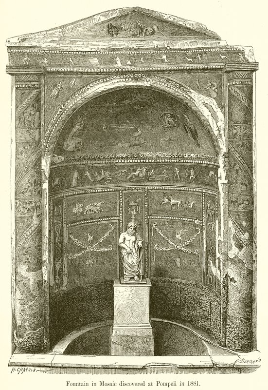 Fontana in mosaico scoperta a Pompei nel 1881 da English School