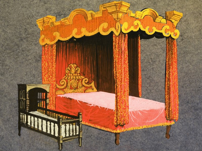 Letto a baldacchino e culla da English School