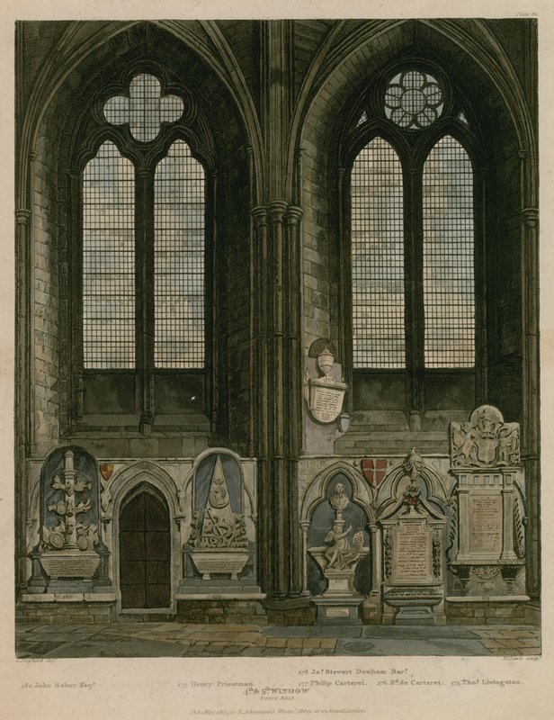 Quarta e quinta finestra, Navata Nord, Abbazia di Westminster, Londra da English School