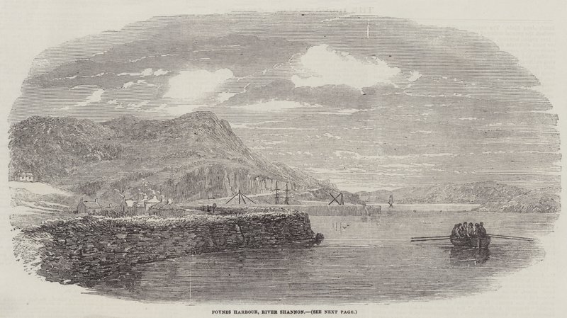 Porto di Foynes, Fiume Shannon (incisione) da English School
