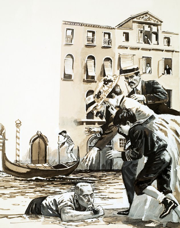 Frederick Rolfe esce da un canale a Venezia da English School