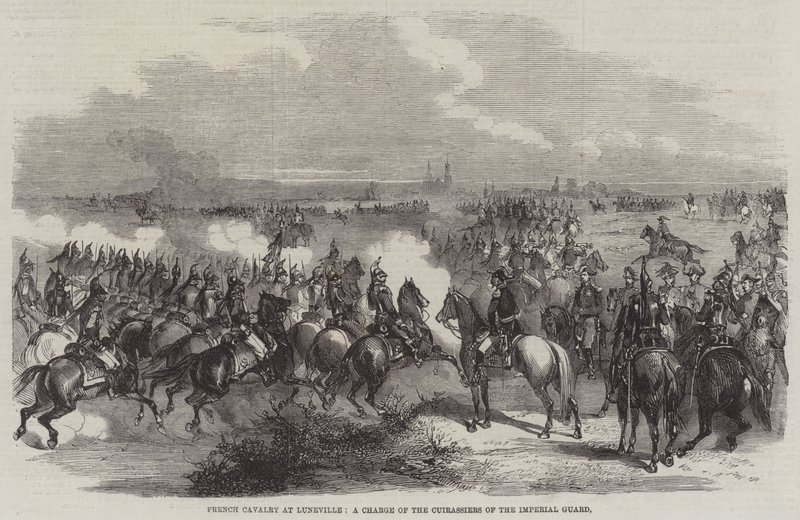 Cavalleria francese a Luneville, una carica dei corazzieri della Guardia Imperiale da English School