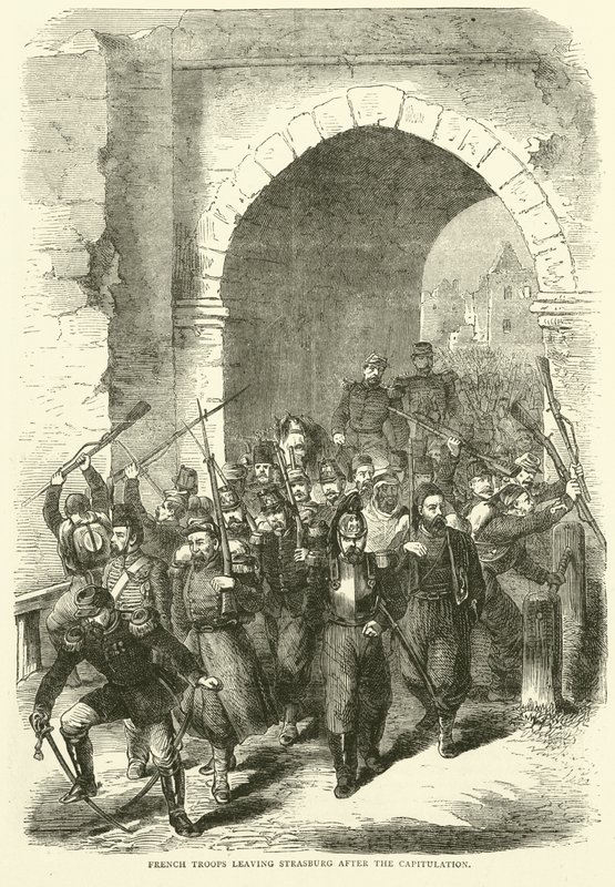 Truppe francesi che lasciano Strasburgo dopo la capitolazione, settembre 1870 da English School