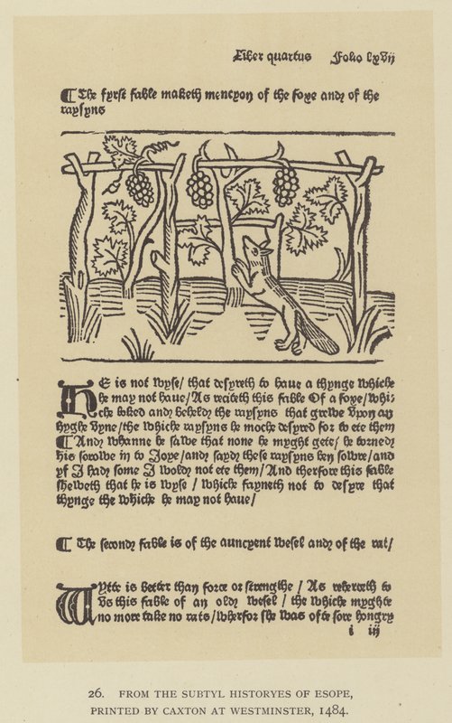 Dalle Storie Sottile di Esopo, stampato da Caxton a Westminster da English School