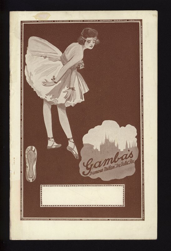 Copertina del catalogo delle famose scarpe da balletto di Milano di Gamba (litografia) da English School