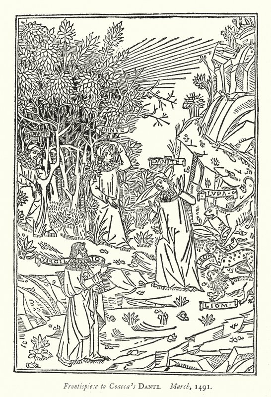 Frontespizio del Dante di Coaeca, marzo 1491 da English School