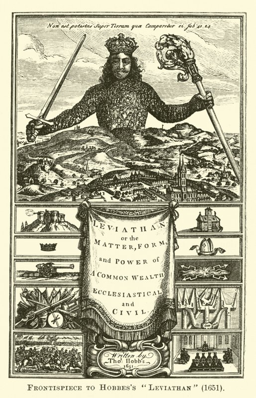 Frontespizio del Leviatano di Hobbes, 1651 da English School