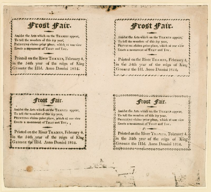 Fiera del Gelo del 1814 - souvenir stampati sul ghiaccio da English School
