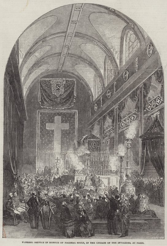 Servizio funebre in onore del maresciallo Soult, nella chiesa degli Invalides, a Parigi da English School