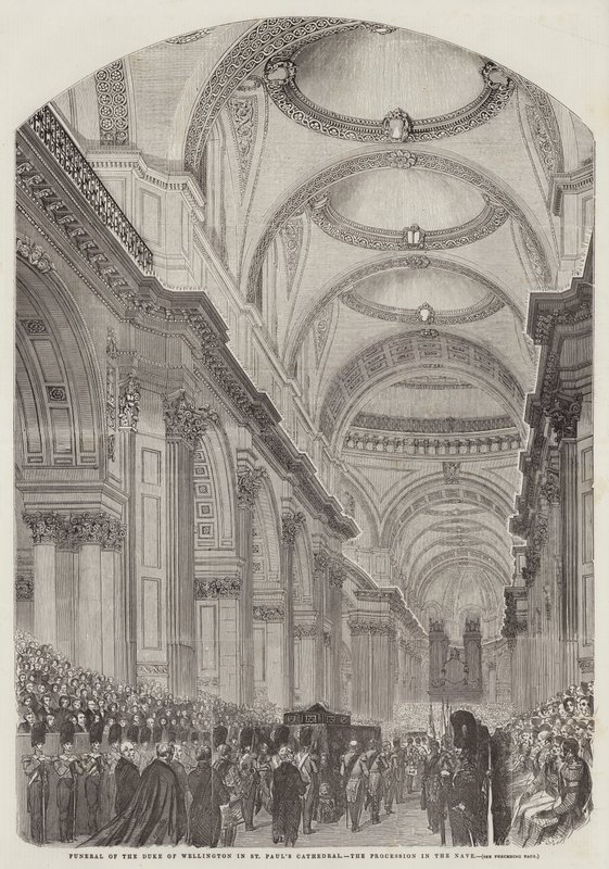 Funerale del Duca di Wellington nella Cattedrale di San Paolo, la Processione nella Navata (incisione) da English School