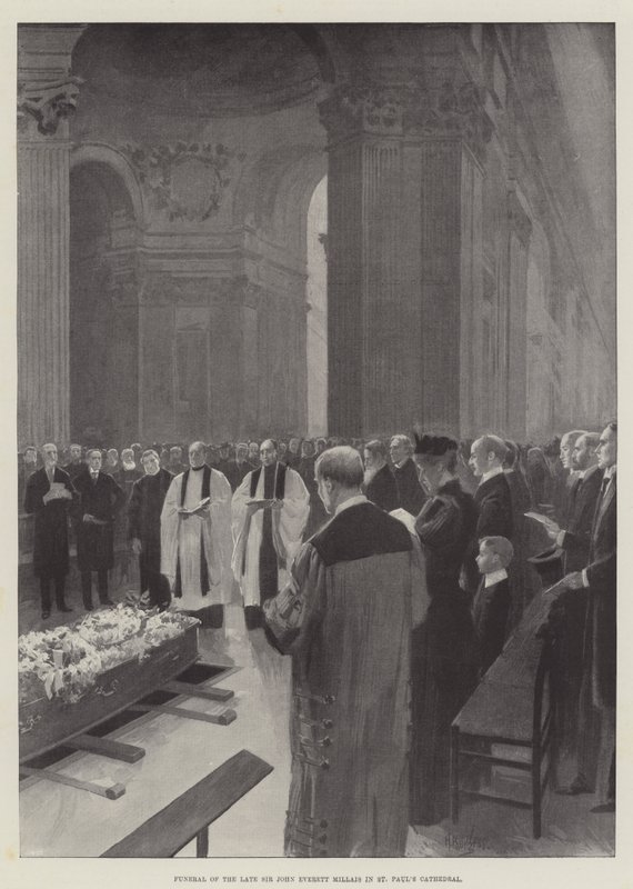 Funerale del defunto Sir John Everett Millais nella cattedrale di St Paul (incisione) da English School