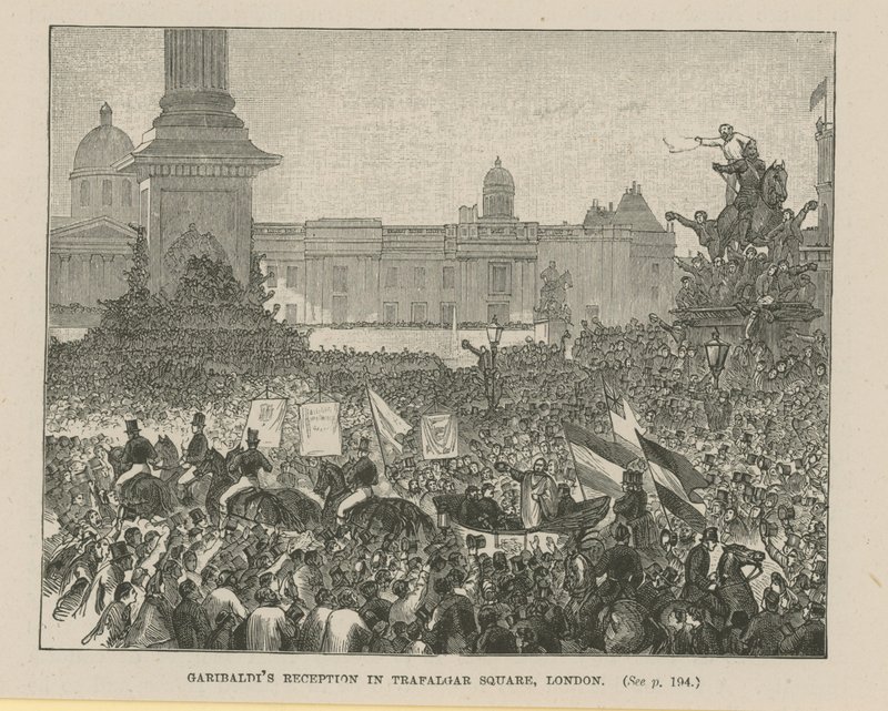 La ricezione di Garibaldi a Trafalgar Square da English School