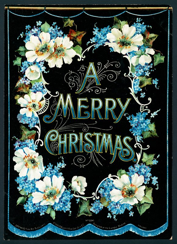 Ghirlanda di fiori, biglietto di Natale da English School