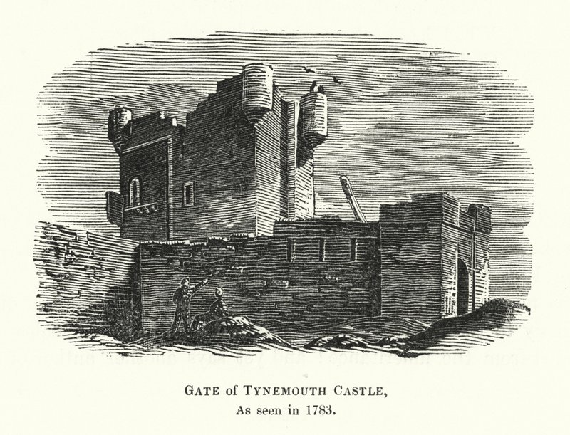 Porta del castello di Tynemouth, come vista nel 1783 (incisione) da English School