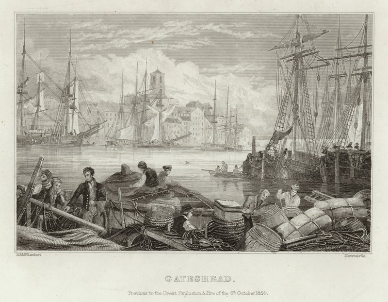 Gateshead prima della grande esplosione e incendio del 6 ottobre 1854 da English School