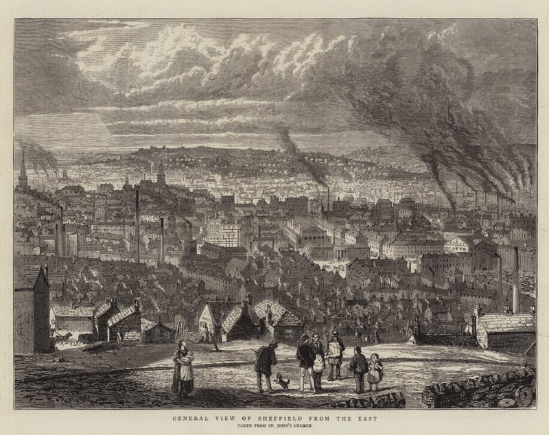 Veduta generale di Sheffield da est da English School