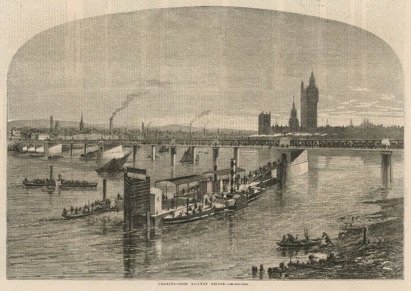 Vista generale del ponte ferroviario di Charing Cross da English School