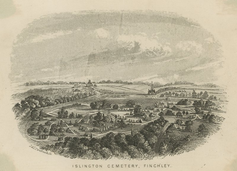 Veduta generale del Cimitero di Islington da English School