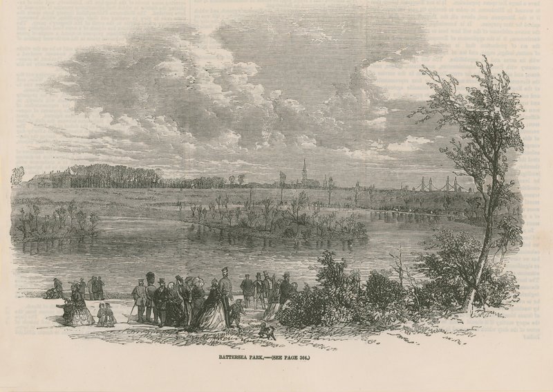 Vista generale delle persone a Battersea Park da English School