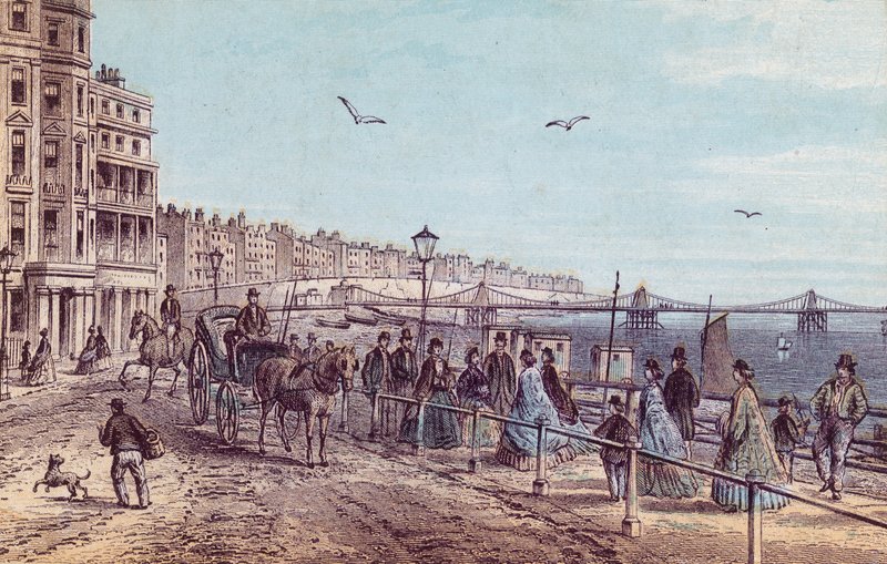 Veduta generale delle persone sulla passeggiata a Brighton da English School