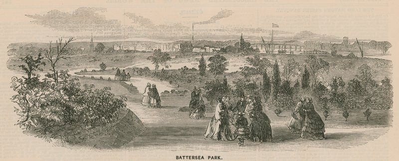 Vista generale delle persone che camminano a Battersea Park da English School