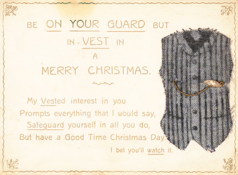 Gilet da gentiluomo, cartolina di Natale da English School