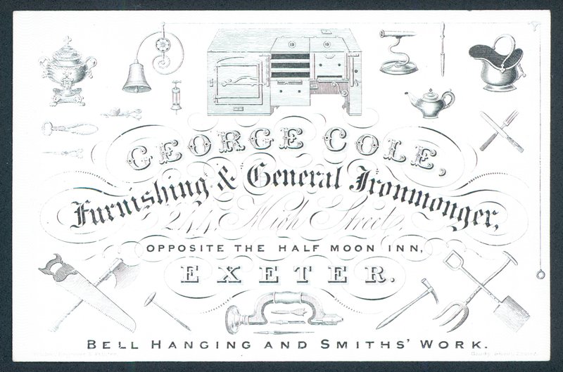 George Cole, ferramenta e ferramenta generale, biglietto commerciale da English School