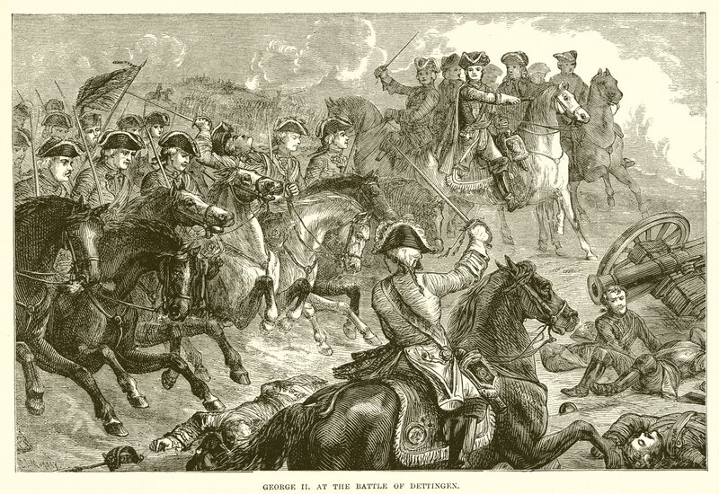 Giorgio II alla battaglia di Dettingen da English School