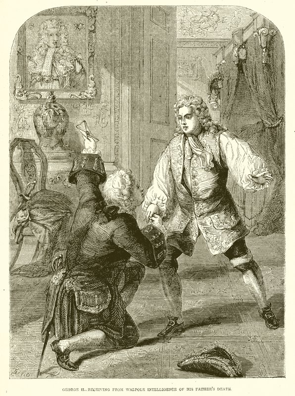 Giorgio II riceve da Walpole la notizia della morte del padre da English School