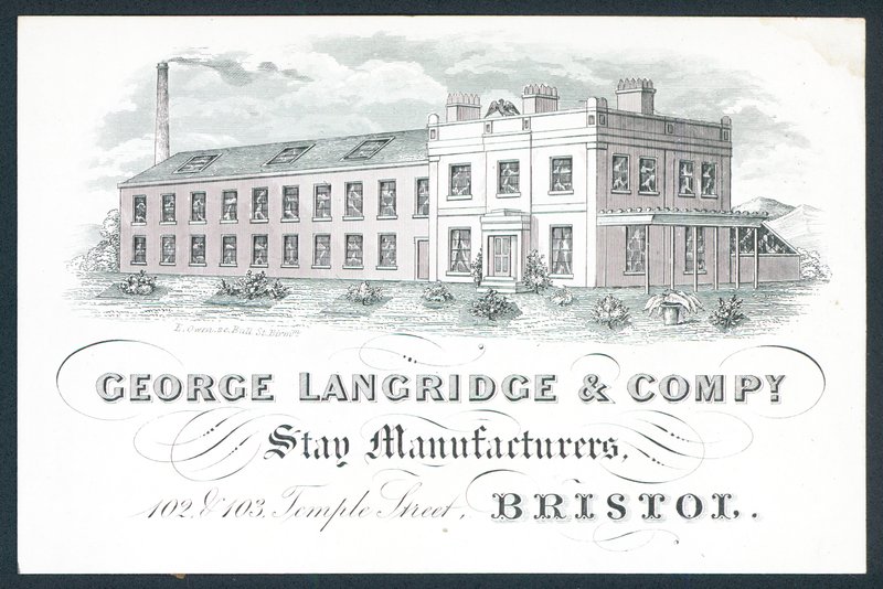 George Langridge & Company, produttori di corsetti, biglietto commerciale da English School