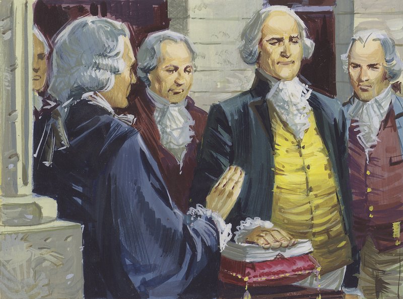 George Washington giura come primo Presidente degli Stati Uniti a New York da English School