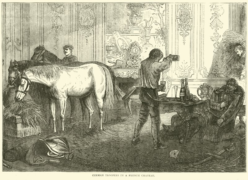 Cavalieri tedeschi in un castello francese, settembre 1870 da English School