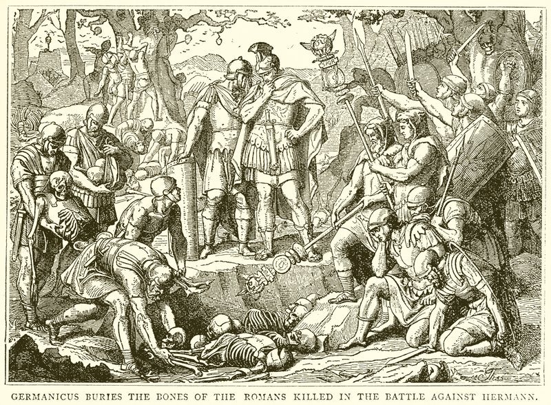Germanico Seppellisce le Ossa dei Romani uccisi nella Battaglia contro Arminio da English School