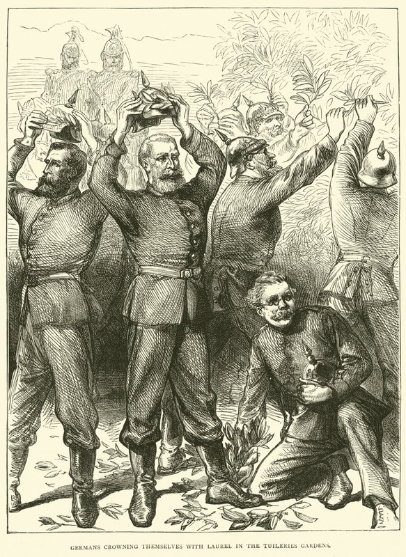 I tedeschi si incoronano di alloro nei Giardini delle Tuileries, marzo 1871 da English School