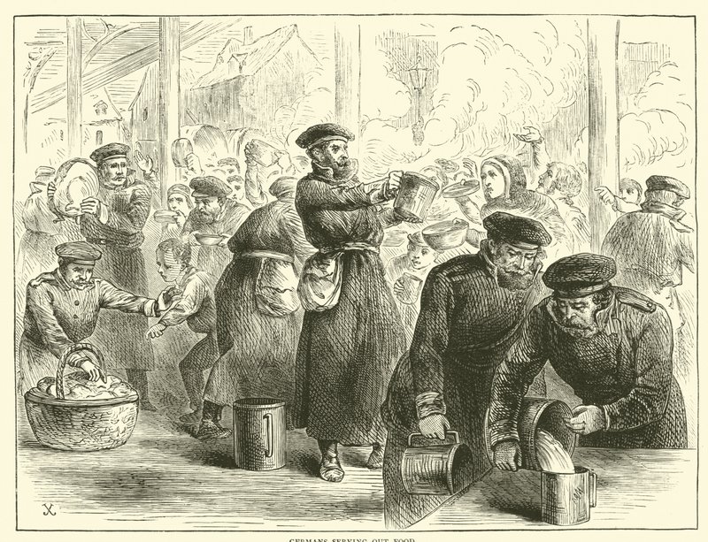 I tedeschi distribuiscono cibo, gennaio 1871 da English School
