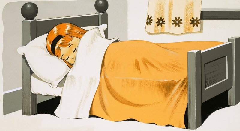 Ragazza addormentata a letto da English School
