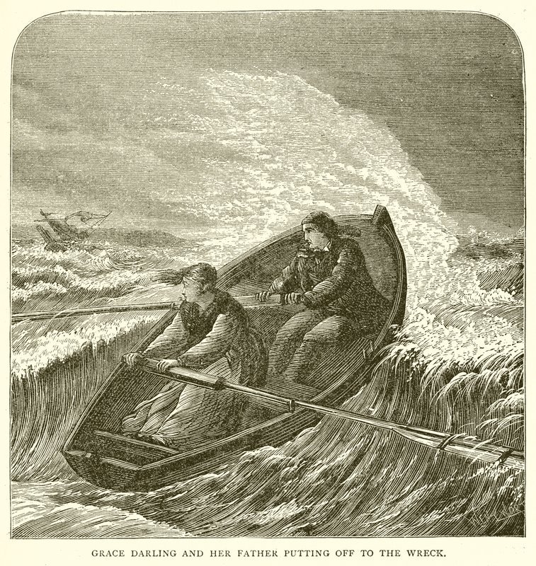 Grace Darling e suo padre partono per il relitto da English School