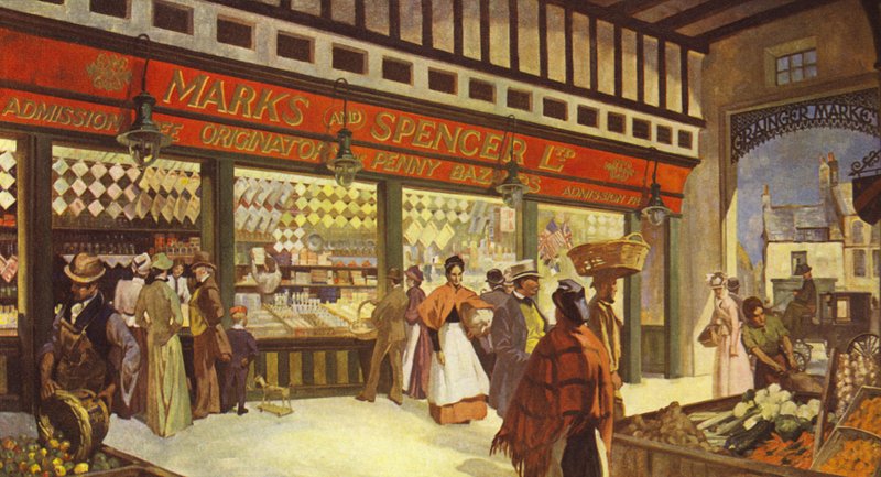 Grainger Market Hall Bazaar Newcastle, esiste ancora nella sua forma originale, 1895 da English School