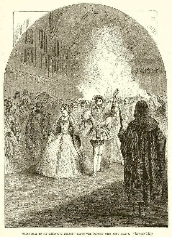 Gran ballo al vecchio palazzo di Greenwich: Enrico VIII balla con Anna Bolena da English School