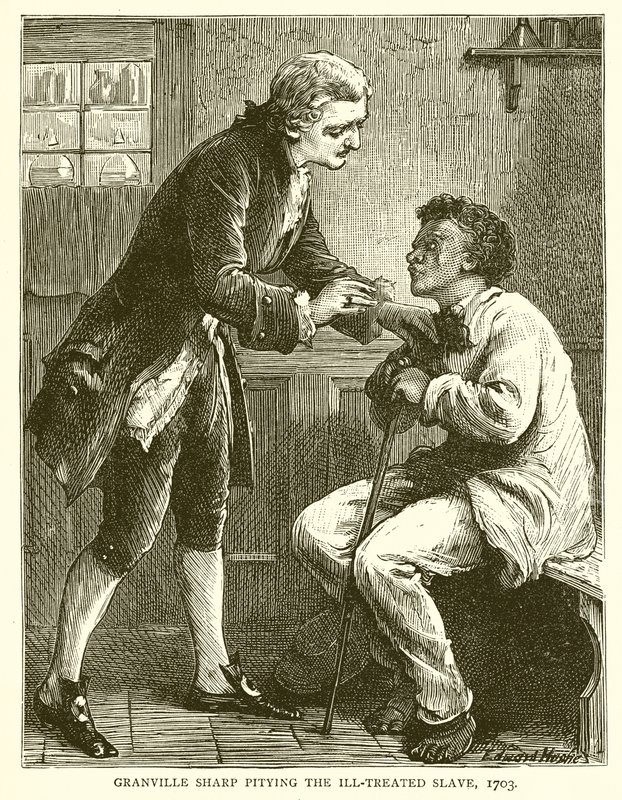 Granville Sharp che compatisce lo schiavo maltrattato, 1703 da English School