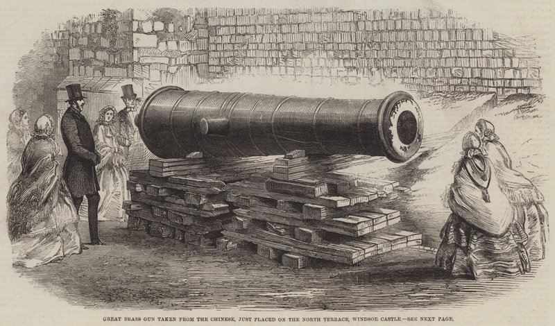 Grande Cannone di Ottone preso dai Cinesi, appena collocato sulla Terrazza Nord, Castello di Windsor da English School