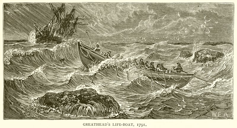 La scialuppa di salvataggio di Greathead, 1791 da English School