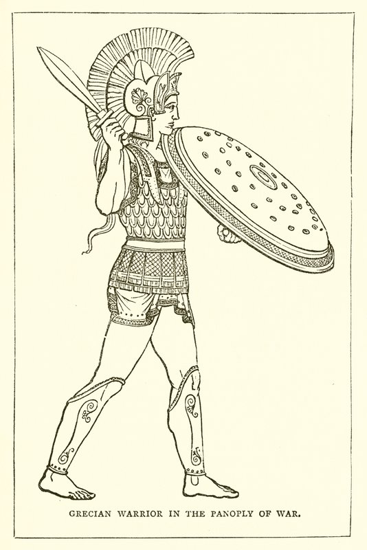 Guerriero greco in panoplia di guerra da English School