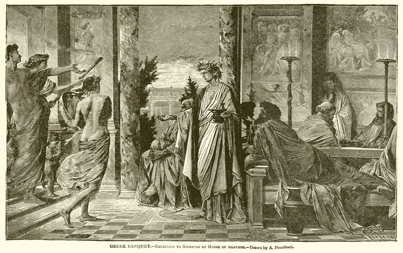 Banchetto greco. Ricevimento di Socrate a casa di Agatone da English School