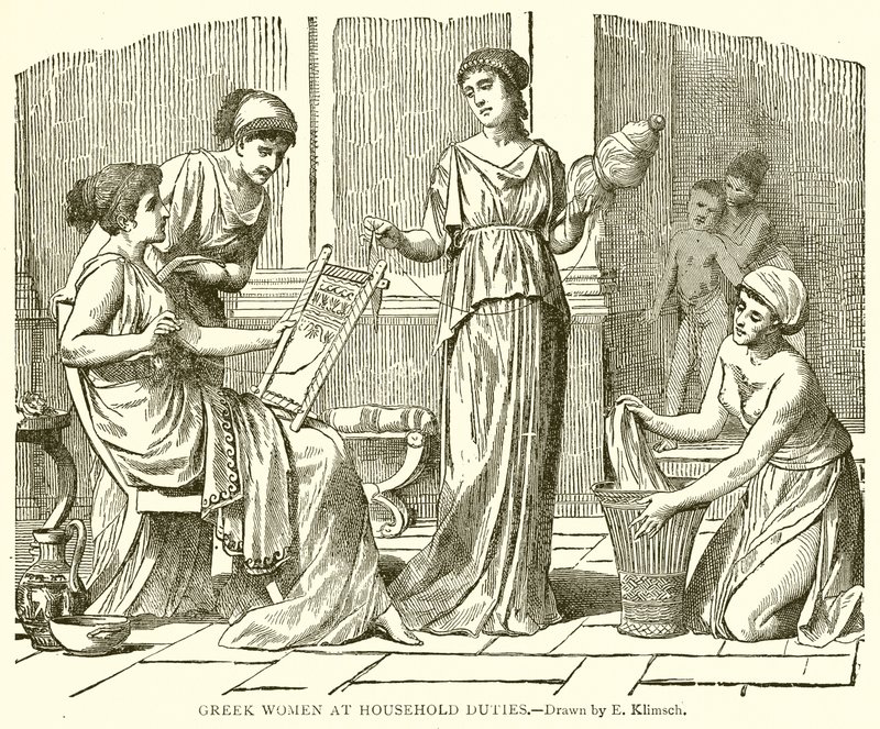Donne greche nei lavori domestici da English School