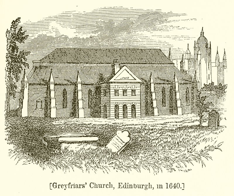 Chiesa di Greyfriars, Edimburgo, nel 1640 da English School