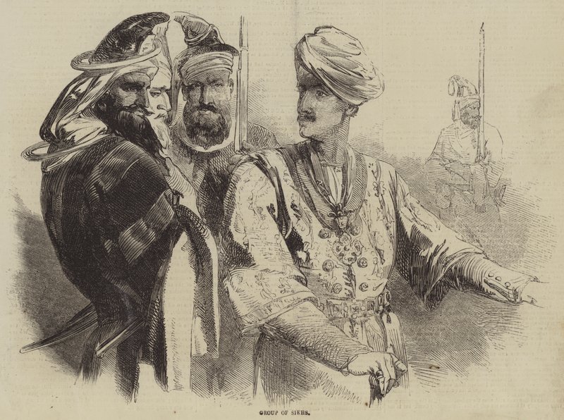 Gruppo di Sikh (incisione) da English School